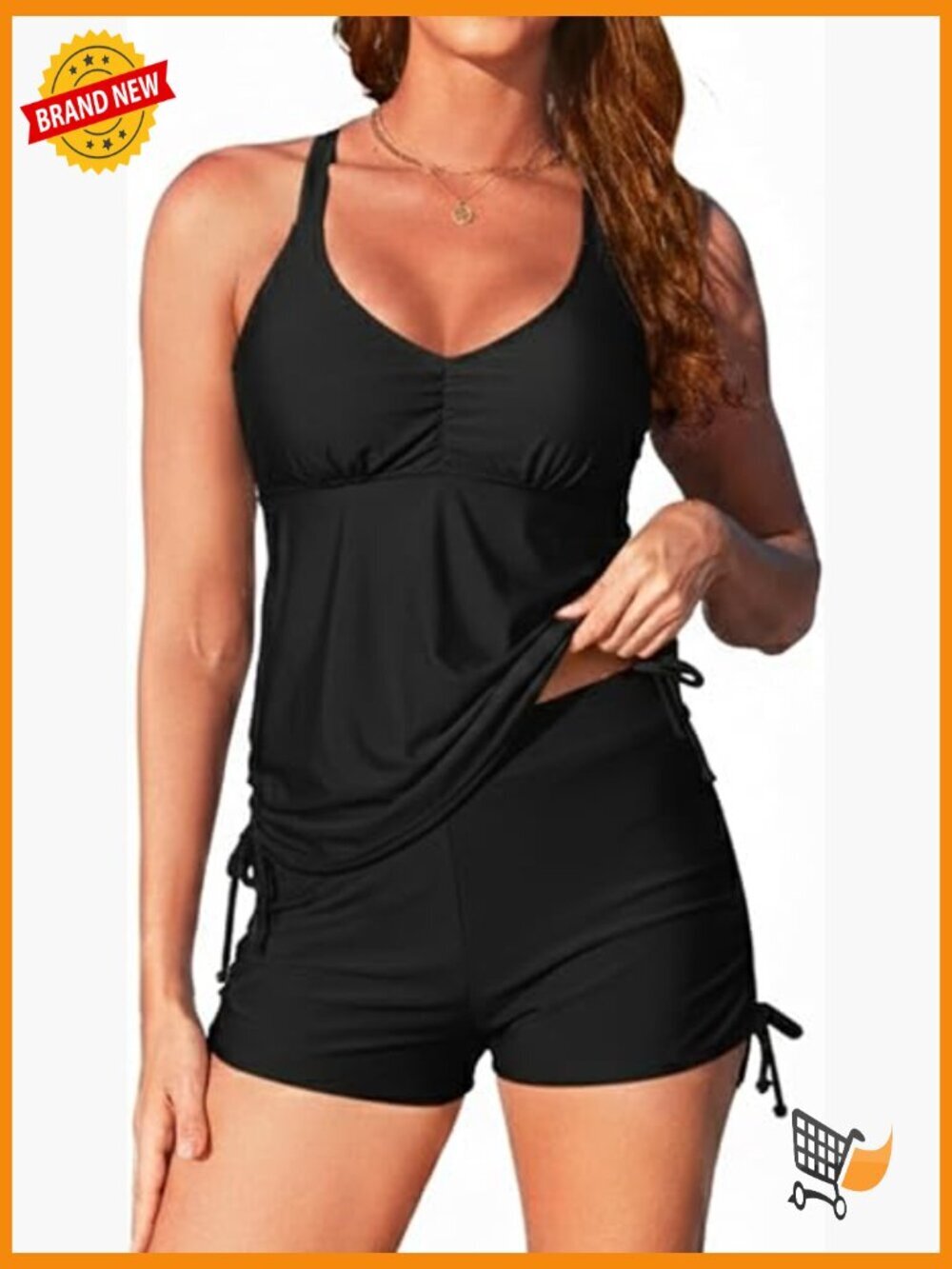 2 Piece Tankini Swimsuit with Shorts Tummy Control Bathing Suit Athletic Fit